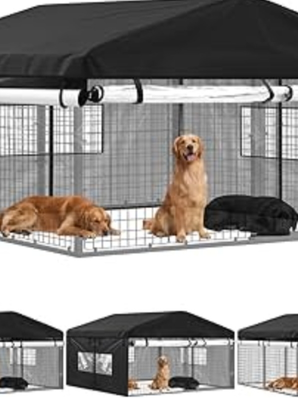 Black Outdoor Dog Kennel Canopy Cover ONLY NWT